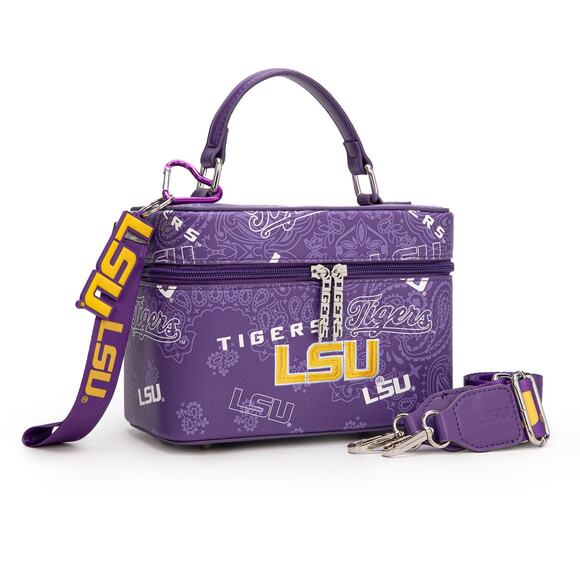 LSU Tigers Purple Vanity Top Handle Bag w/ Strap and Keychain *Brand New - Picture 1 of 8